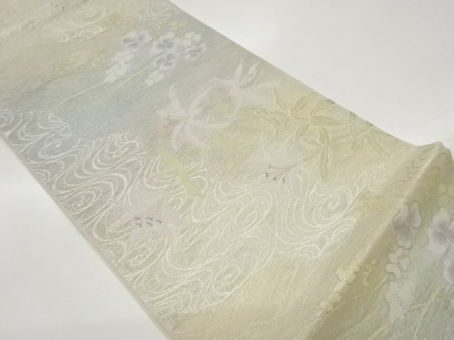 JAPANESE FUKURO OBI FOR SUMMER / WOVEN FLOWER